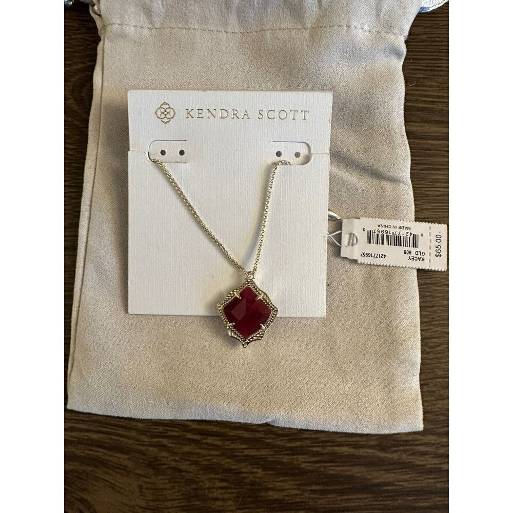 Kendra Scott Gold Adjustable Kacey Necklace Bordeaux Tiger Eye NEW $65